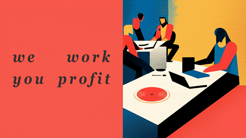 We work, you profit: illustration of a team working together